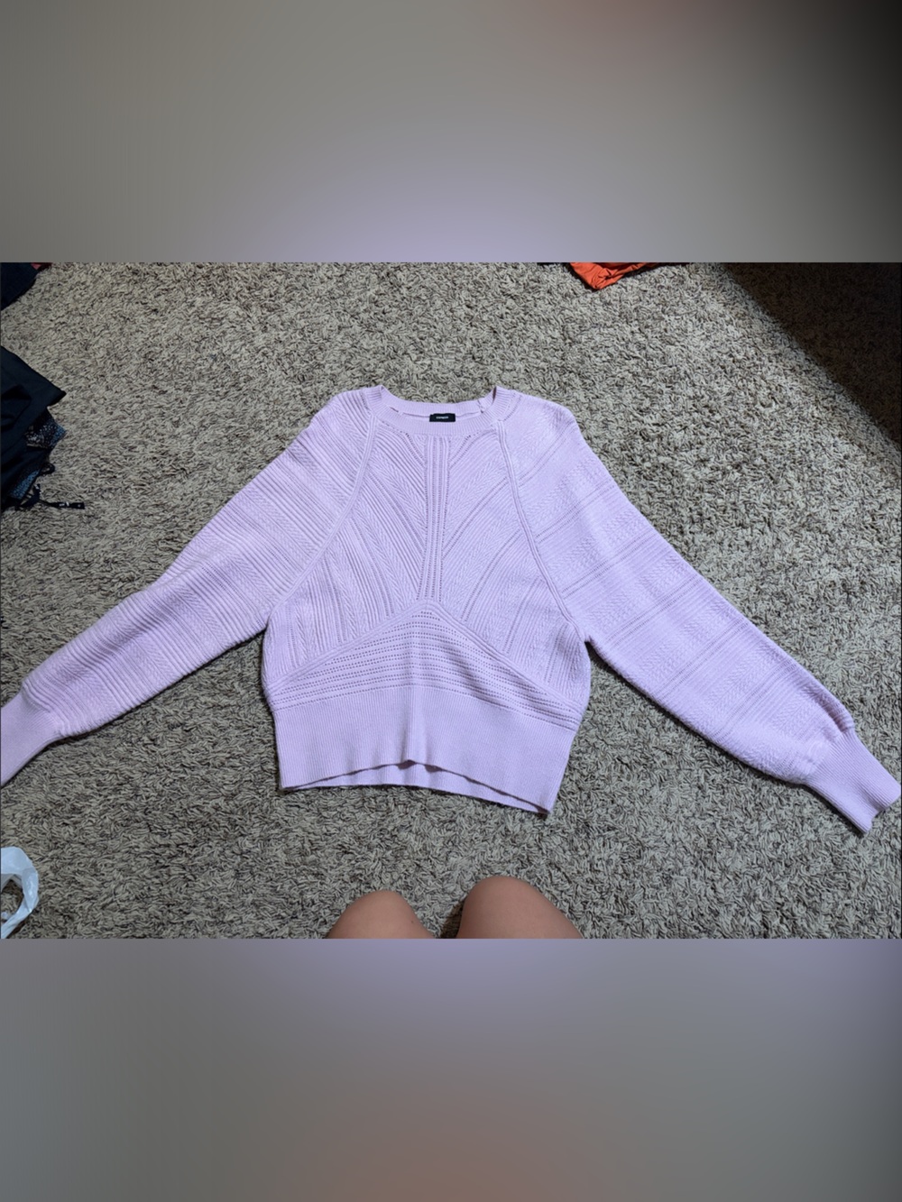Express Lilac Textured Knit Crewneck Sweater